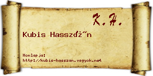 Kubis Hasszán névjegykártya